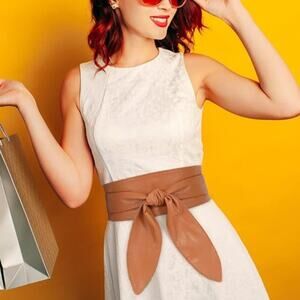 FLASH SALE 🍒 Whippy Women's Fashion PU Leather Obi Belt, Camel color, 104"